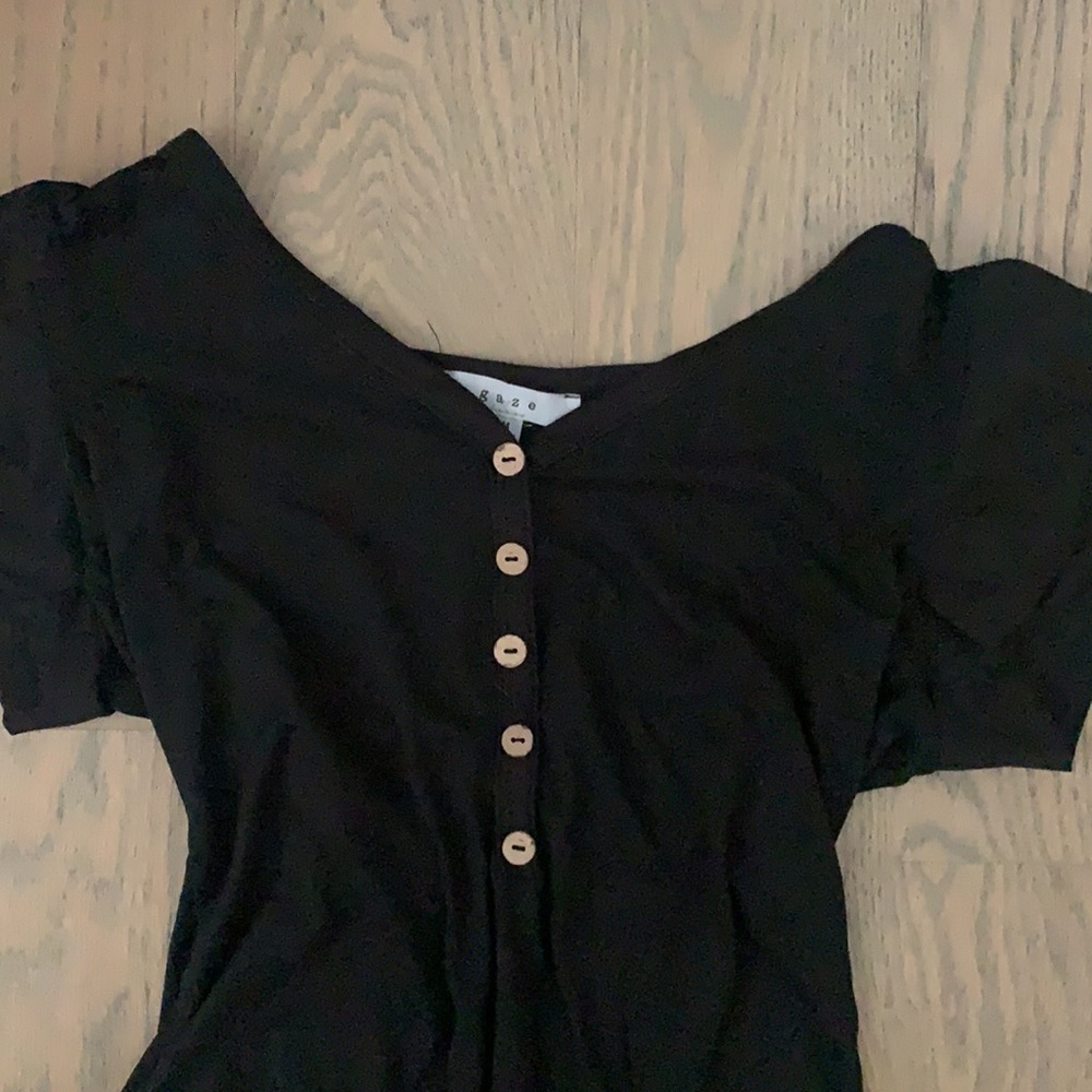 v neck button down body suit - Picture 2 of 3